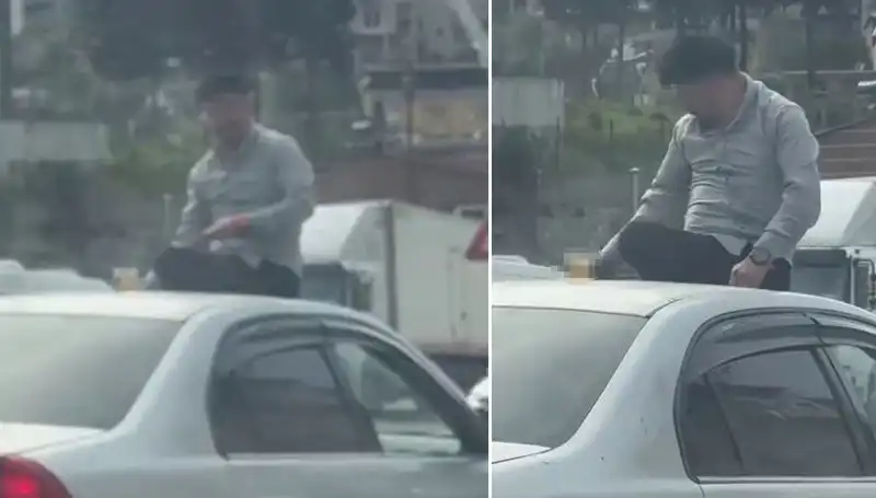 Trafikte Şaşkına Çeviren Olay: Otomobil Üzerinde Alem Yapan Gençler!